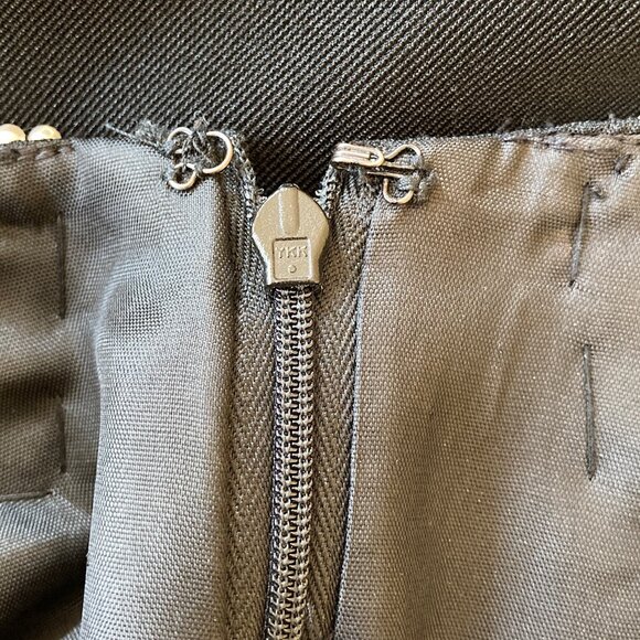 VTG Alex Evenings Black Halter Formal Gown Sz 8 Sheath Maxi Dress Pearl Collar - Picture 11 of 17